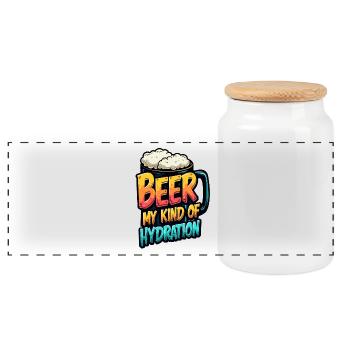 BEER: MY KIND OF HYDRATION - Panoramic Cookie Jar with Wooden Lid - white - Front