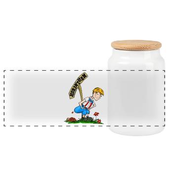 Currant Cracker Blonde - Panoramic Cookie Jar with Wooden Lid - white - Front