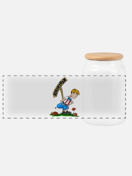 Korinthenkacker blond - Panorama Keksdose mit Holzdeckel - Weiß