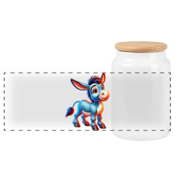 Donkey Mule - Panoramic Cookie Jar with Wooden Lid - white - Front