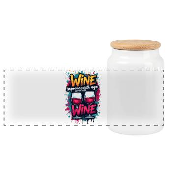 WEIN WIRD MIT DEM ALTER BESSER, ICH VERBESSERE MICH MIT WEIN. - Panorama Keksdose mit Holzdeckel - Weiß - Vorne