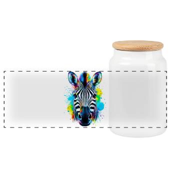 Zebra - Panoramic Cookie Jar with Wooden Lid - white - Front