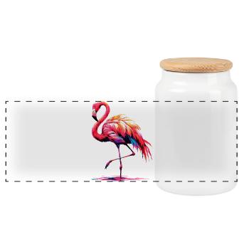 Flamant - Boîte à biscuits avec couvercle en bois - blanc - Devant