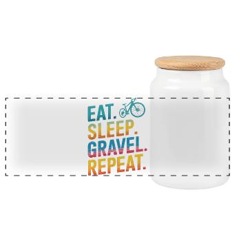 Conception motivante du mode de vie cycliste - Boîte à biscuits avec couvercle en bois - blanc - Devant