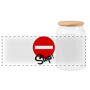 STOP. MESSAGE. CITATION. PANNEAU. PAPA. MOTO - Boîte à biscuits avec couvercle en bois - blanc - Devant