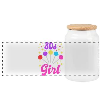 80s Girl - Panoramic Cookie Jar with Wooden Lid - white - Front