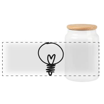 Croquis d’ampoule dessiné à la main - Boîte à biscuits avec couvercle en bois - blanc - Devant