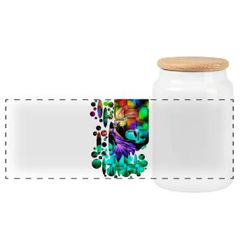 Fantasy Dance Fireworks - Panoramic Cookie Jar with Wooden Lid - white - Front