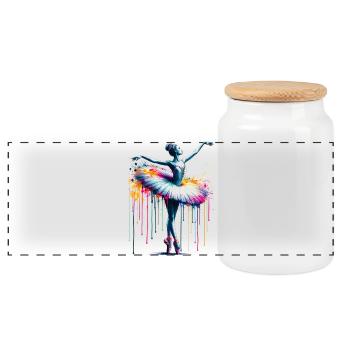 Balletttänzerin mit Tutu - Panorama Keksdose mit Holzdeckel - Weiß - Vorne