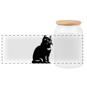 Britisch Kurzhaar Katze - Panorama Keksdose mit Holzdeckel - Weiß - Vorne