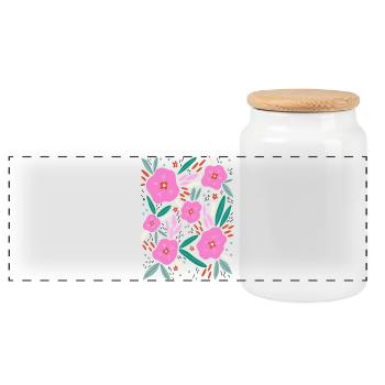 Blumen-Bouquet in pink - Panorama Keksdose mit Holzdeckel - Weiß - Vorne
