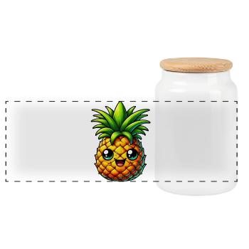 Pineapple - Panoramic Cookie Jar with Wooden Lid - white - Front