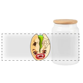 HALLOWEEN COSTUMES SPIDER PISTACHIOS - Panoramic Cookie Jar with Wooden Lid - white - Front