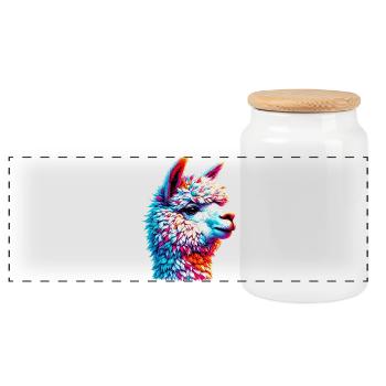 Alpaga - Boîte à biscuits avec couvercle en bois - blanc - Devant