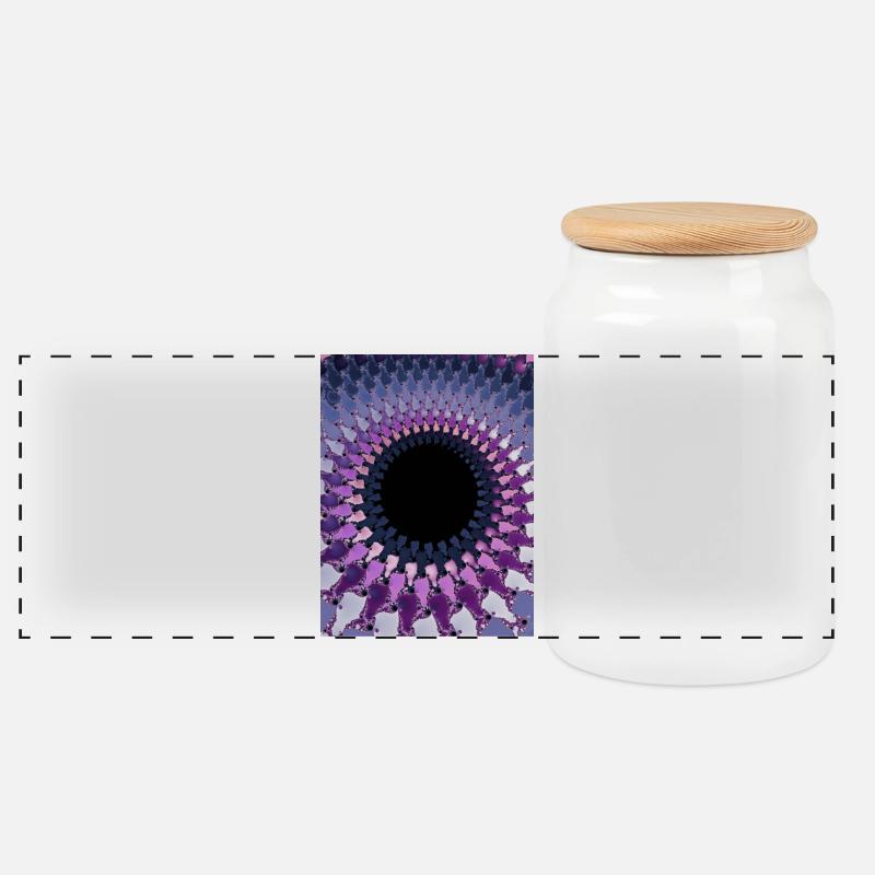 Abstract - Panoramic Cookie Jar with Wooden Lid - white