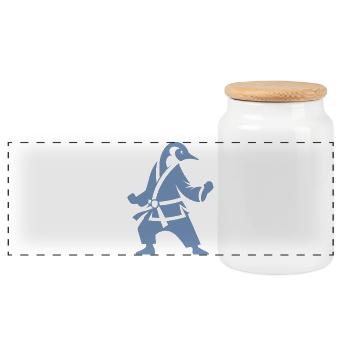 Pingouin Karaté Arts Martiaux Silhouette - Boîte à biscuits avec couvercle en bois - blanc - Devant