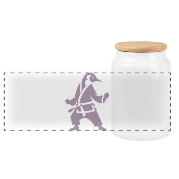 Pingouin Karaté Arts Martiaux Silhouette - Boîte à biscuits avec couvercle en bois - blanc - Devant