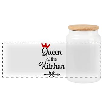 Funny cooking apron for women - Panoramic Cookie Jar with Wooden Lid - white - Front