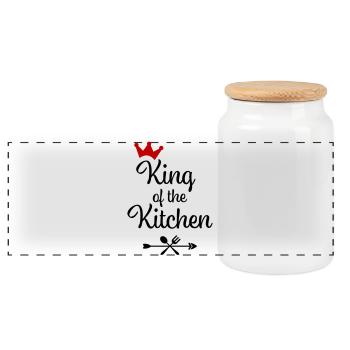 Men's Cooking Apron - Panoramic Cookie Jar with Wooden Lid - white - Front