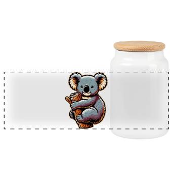 Koala - Boîte à biscuits avec couvercle en bois - blanc - Devant