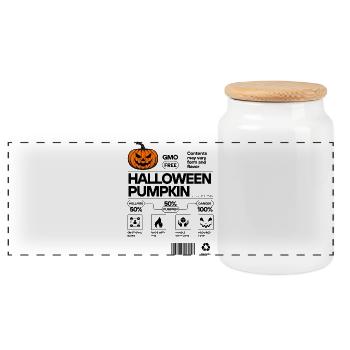 HALLOWEEN PUMPKIN - Panorama Keksdose mit Holzdeckel - Weiß - Vorne