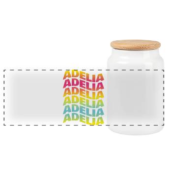 Adelia t-shirt t-shirt text wave effect - Panoramic Cookie Jar with Wooden Lid - white - Front