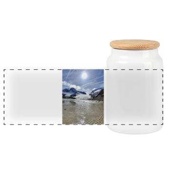 Gletscher und See - Panorama Keksdose mit Holzdeckel - Weiß - Vorne
