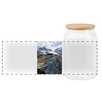 Gletscher des Heiligen Solin d'Arves - Panorama Keksdose mit Holzdeckel - Weiß - Vorne