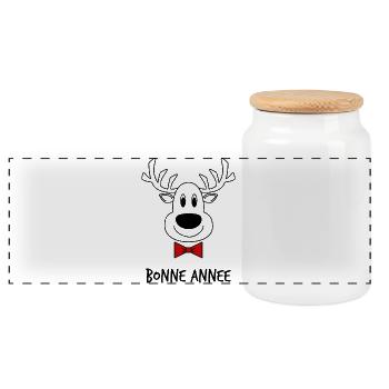 HAPPY NEW YEAR. NEW YEAR'S EVE. NEW YEAR - Panoramic Cookie Jar with Wooden Lid - white - Front