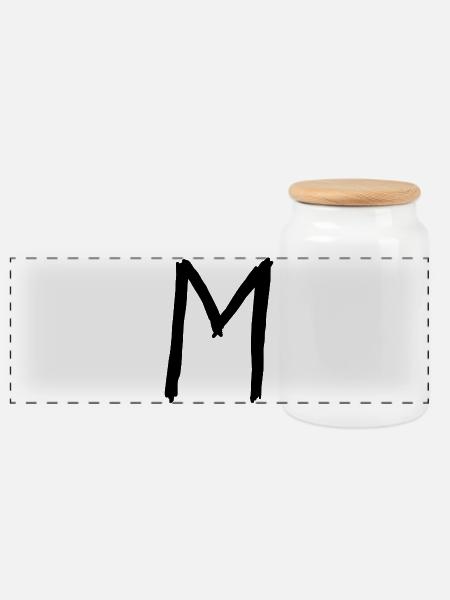 Buchstaben M - Panorama Keksdose mit Holzdeckel - Weiß