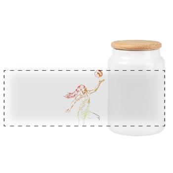 Croquis de joueur de volley-ball - Boîte à biscuits avec couvercle en bois - blanc - Devant