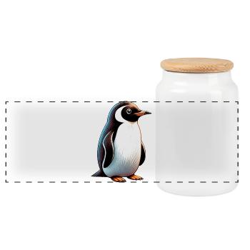 Pingouin - Boîte à biscuits avec couvercle en bois - blanc - Devant