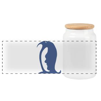 A penguin or a face in this Fun Optical Illusion - Panoramic Cookie Jar with Wooden Lid - white - Front