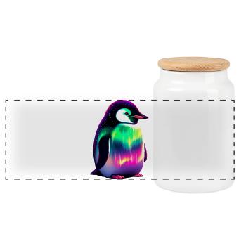 Pingouin - Boîte à biscuits avec couvercle en bois - blanc - Devant