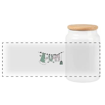 Corde à linge du Père Noël - Boîte à biscuits avec couvercle en bois - blanc - Devant
