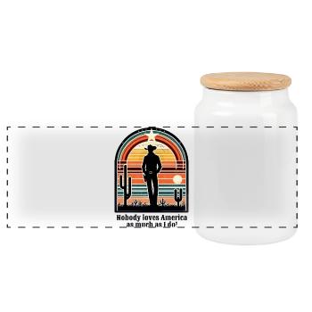 Cow-boy - Boîte à biscuits avec couvercle en bois - blanc - Devant