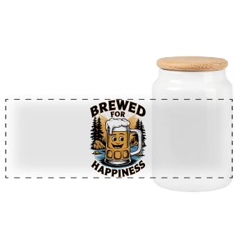 Brassée pour le bonheur, parfaite pour les amateurs de bière - Boîte à biscuits avec couvercle en bois - blanc - Devant