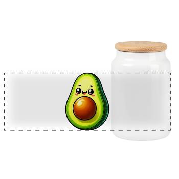 Avocado - Panorama Keksdose mit Holzdeckel - Weiß - Vorne