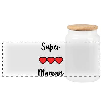 MOM. MOTHER'S DAY. HAPPY MOTHER'S DAY - Panoramic Cookie Jar with Wooden Lid - white - Front