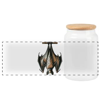 Bat - Panoramic Cookie Jar with Wooden Lid - white - Front