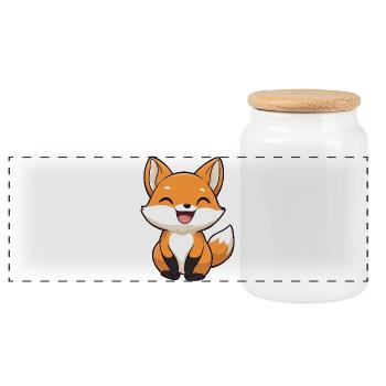 Cute and Happy Fox in Cartoon Style - Panoramic Cookie Jar with Wooden Lid - white - Front