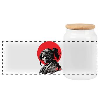 Ronin Krieger - Panorama Keksdose mit Holzdeckel - Weiß - Vorne
