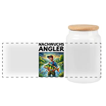 Jeunes pêcheurs - Perche motif enfants - Boîte à biscuits avec couvercle en bois - blanc - Devant