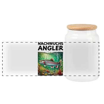 Truite Motifs Enfants Pêche - Boîte à biscuits avec couvercle en bois - blanc - Devant