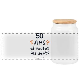 Cadeau 50 ans humour Anniversaire 50 ans - Boîte à biscuits avec couvercle en bois - blanc - Devant