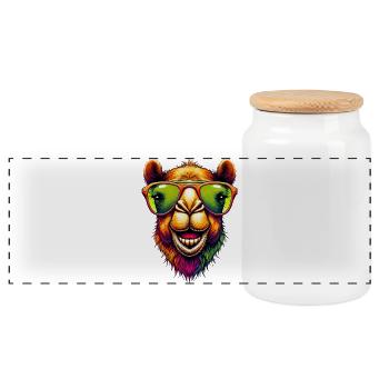 Camel - Panoramic Cookie Jar with Wooden Lid - white - Front