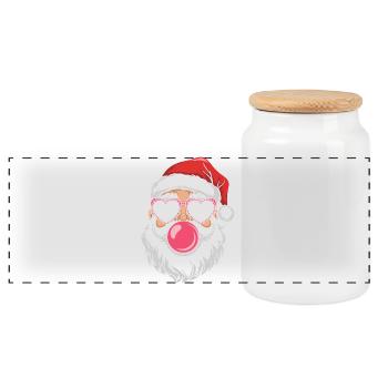 Cool Santa Christmas Trendy Funny - Panoramic Cookie Jar with Wooden Lid - white - Front