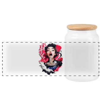 Ramen Like - Panorama Keksdose mit Holzdeckel - Weiß - Vorne