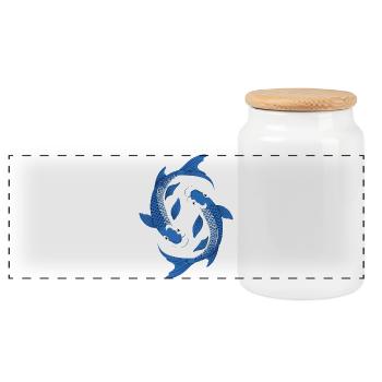 Cercle de carpes koï bleues Art - Boîte à biscuits avec couvercle en bois - blanc - Devant