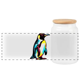 Pinguin - Panorama Keksdose mit Holzdeckel - Weiß - Vorne